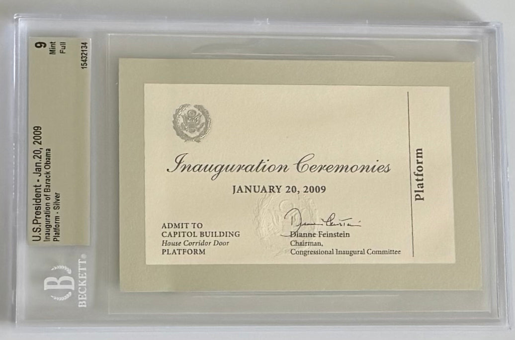 2009 Mint BGS Graded, 1/20/2009, Silver Platform Ticket to Inauguration Ceremonies of Barack Obama