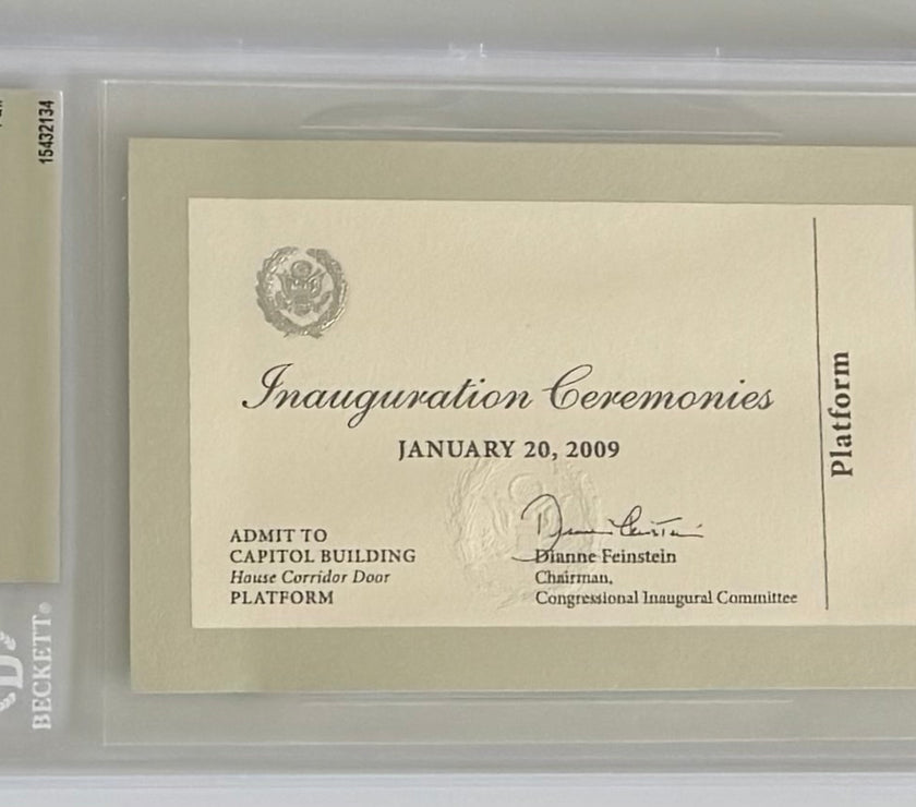 2009 Mint BGS Graded, 1/20/2009, Silver Platform Ticket to Inauguration Ceremonies of Barack Obama
