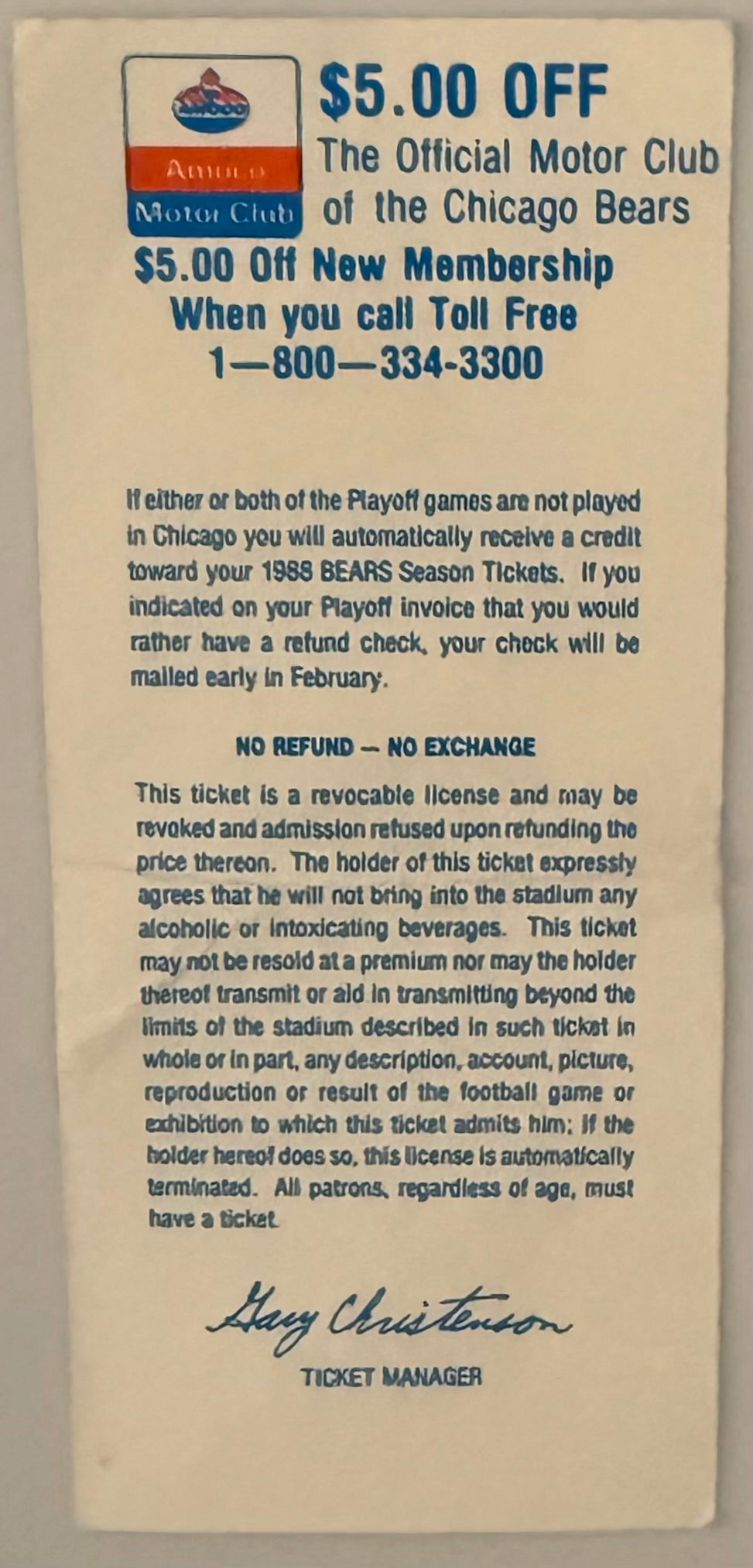 January 1988, Walter Payton Final NFL Game, Crease