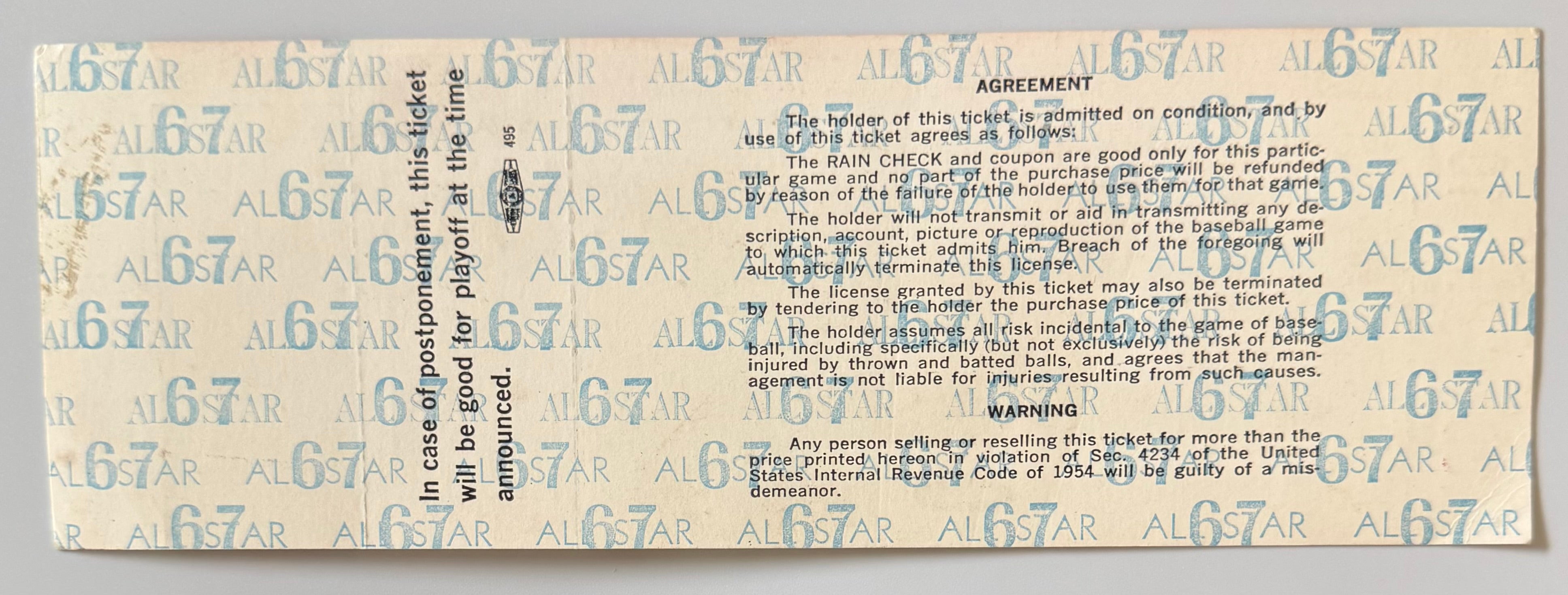 July 11, 1967, MLB All-Star Game, Full Ticket