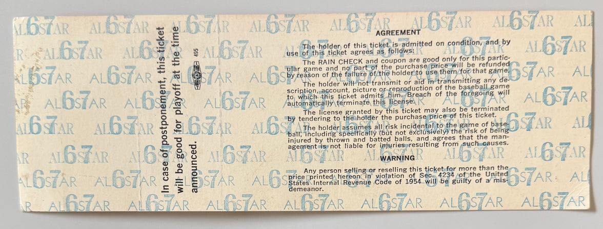 July 11, 1967, MLB All-Star Game, Full Ticket