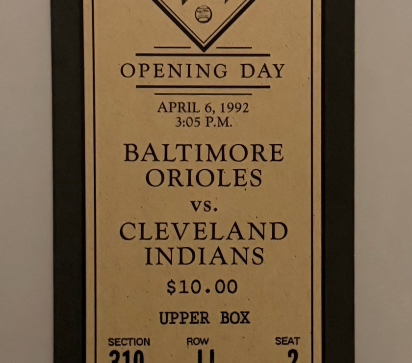 1992 Opening Day Game at Camden Yards Baltimore Orioles versus Cleveland Indians, April 6, 1992, Die Cut