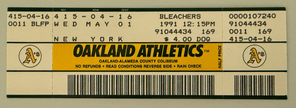 5/1/1991 Ricky Henderson Steals 939th Base to Break Lou Brocks All-Time Record