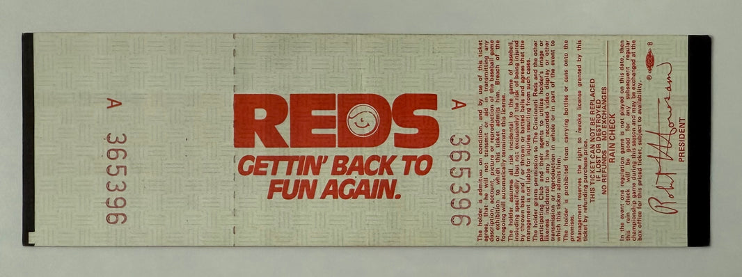 1985 Full Ticket Pete Rose Achieves Milestone Hit 4192  to Break Ty Cobb‘s Record September 11, 1985