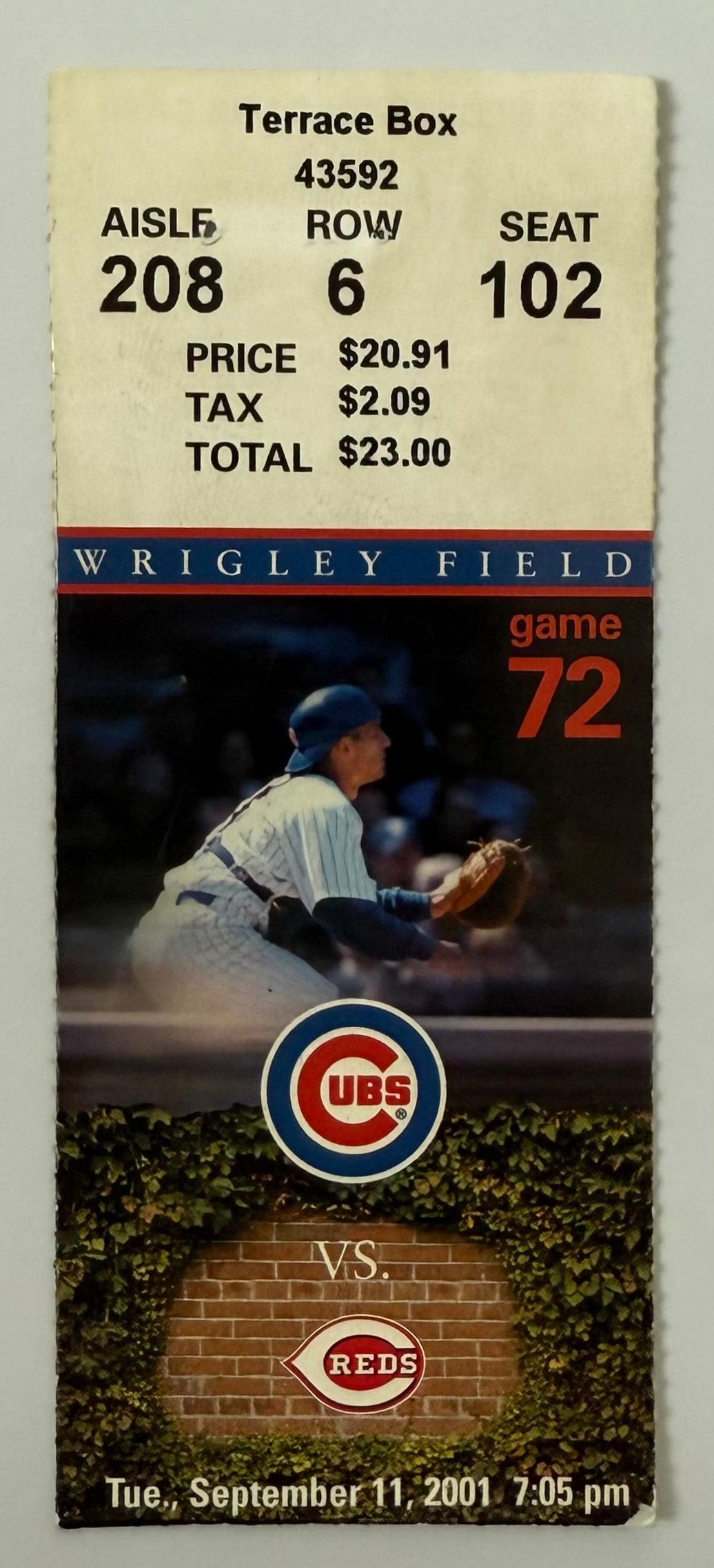 2001 Chicago Cubs versus Cincinnati Reds, Scheduled for Infamous Date of September 11, 2001