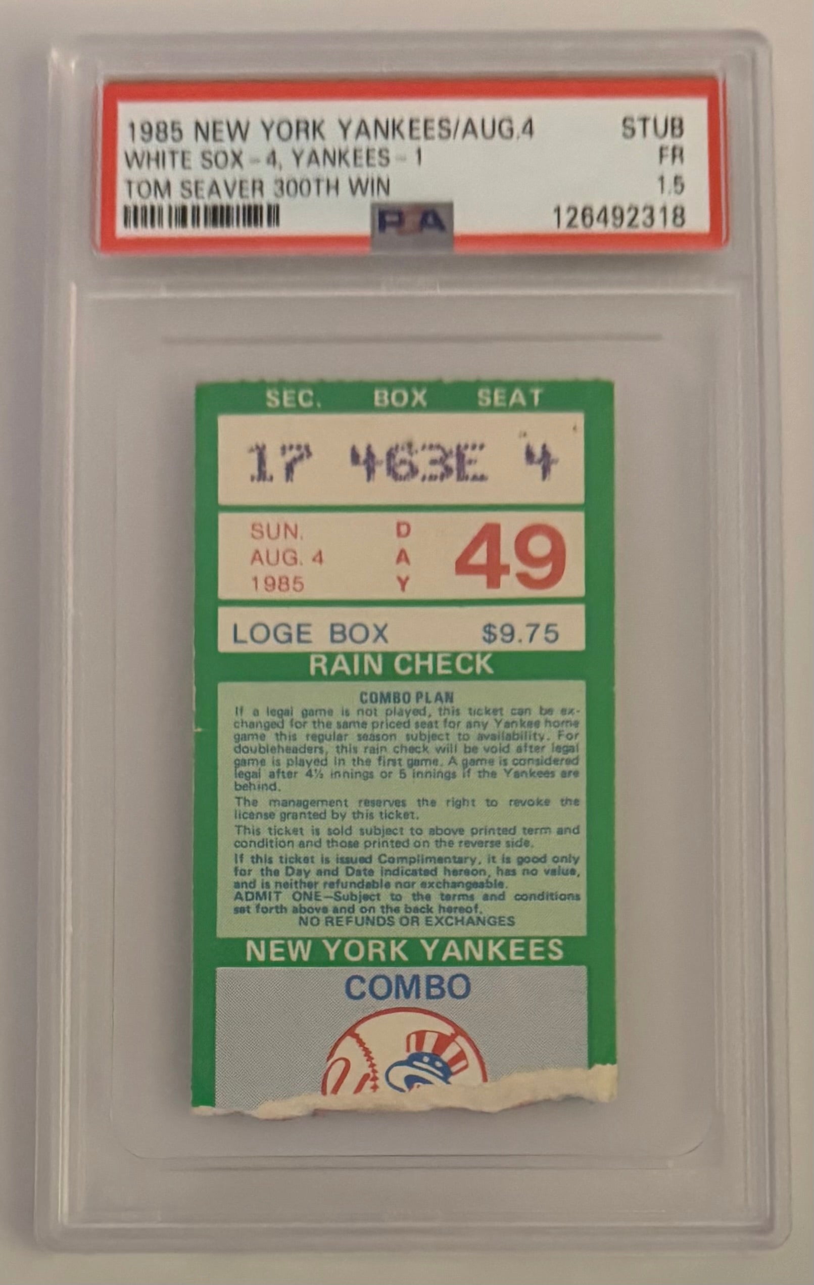 August 4, 1985, Tom Seaver 300th Win