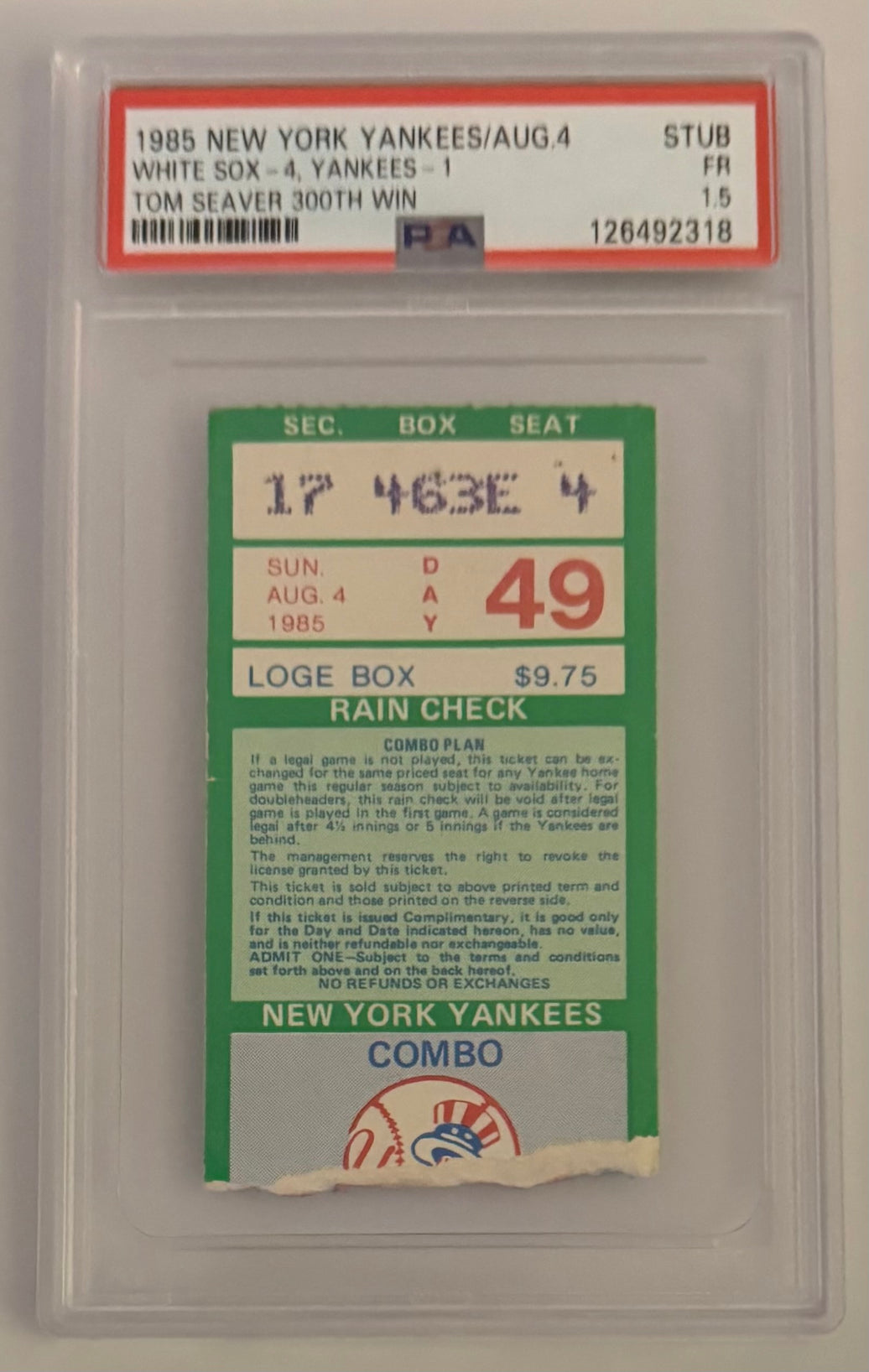 August 4, 1985, Tom Seaver 300th Win