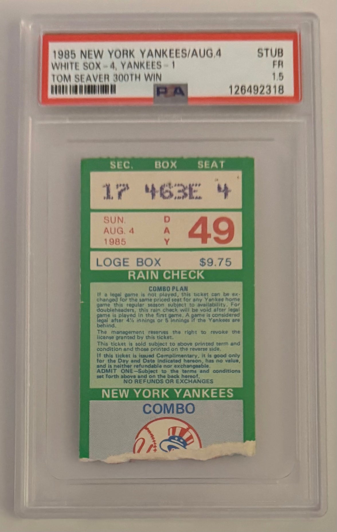 August 4, 1985, Tom Seaver 300th Win