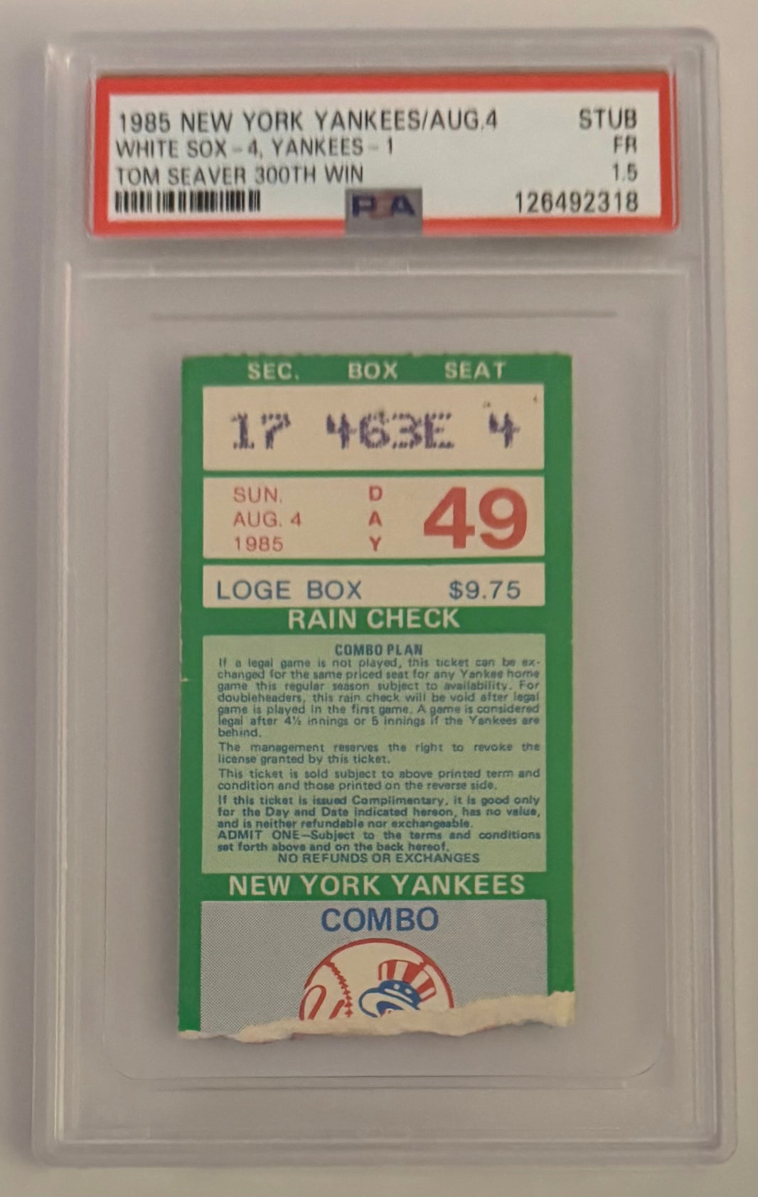 August 4, 1985, Tom Seaver 300th Win
