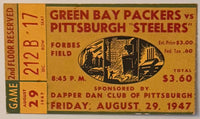 August 29, 1947, Green Bay Packers versus Pittsburgh Steelers