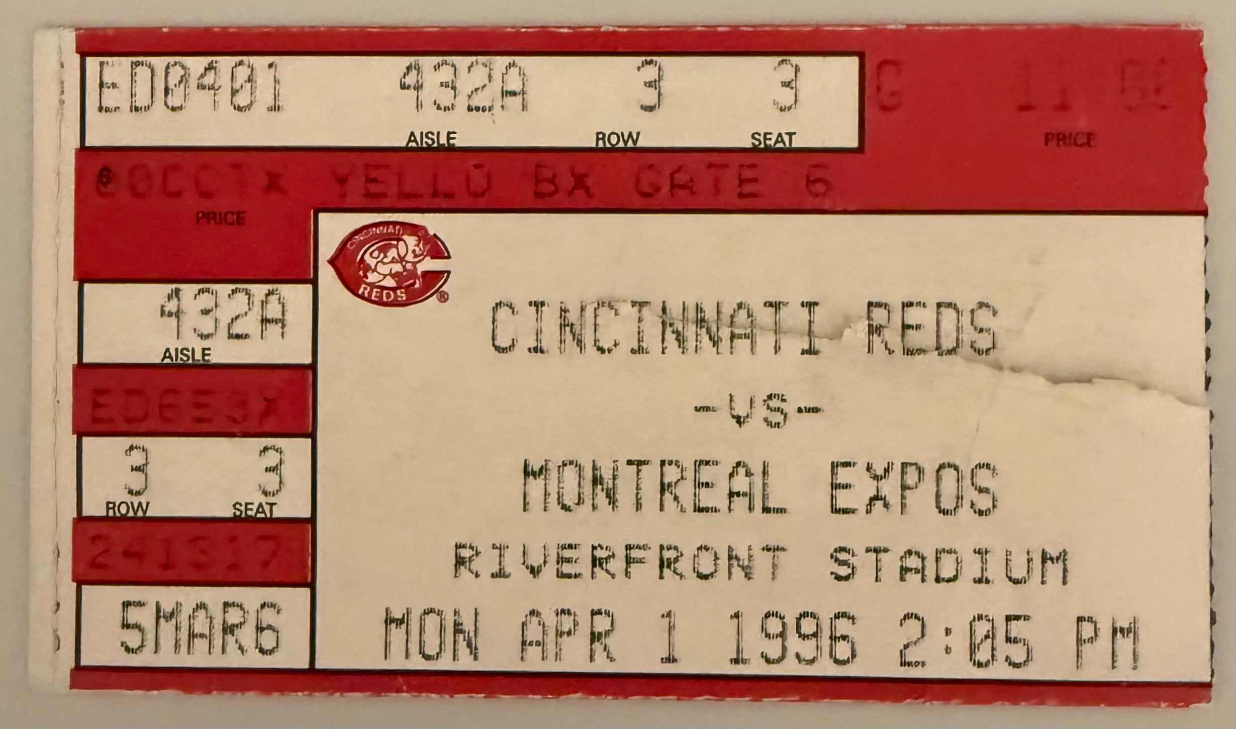 April 1, 1996, Opening Day, Cincinnati Reds John McSherry Dies After Seven Pitches, Condition