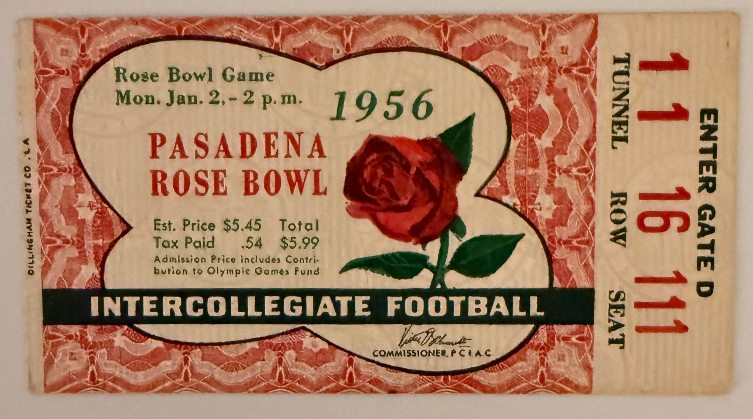 January 1, 1956, Rose Bowl Game, UCLA versus Michigan State (C)