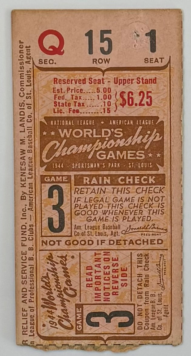 1944 World Series Game 3, Browns versus Cardinals (Condition)