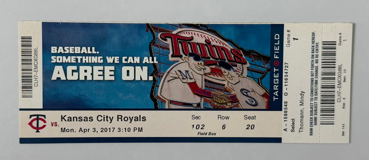 2017 Opening Day Minnesota Twins versus Kansas City Royals, April 3, 2017