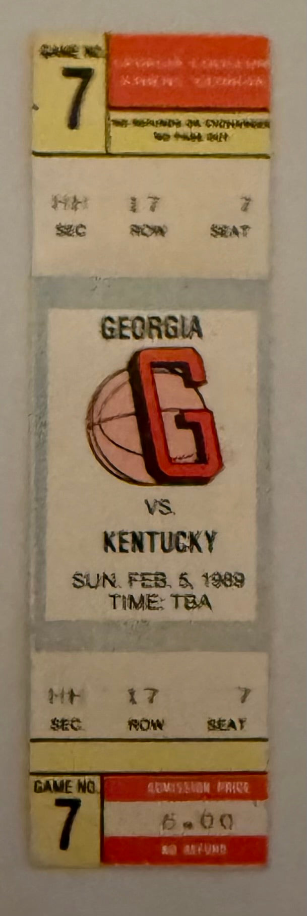 1989 Georgia versus University of Kentucky, February 5, 1989