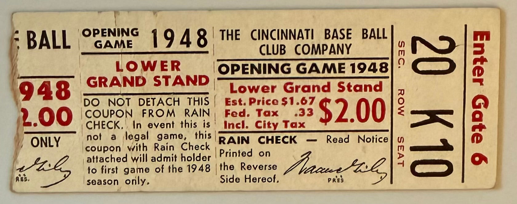 1948 Cincinnati Reds Opening Day