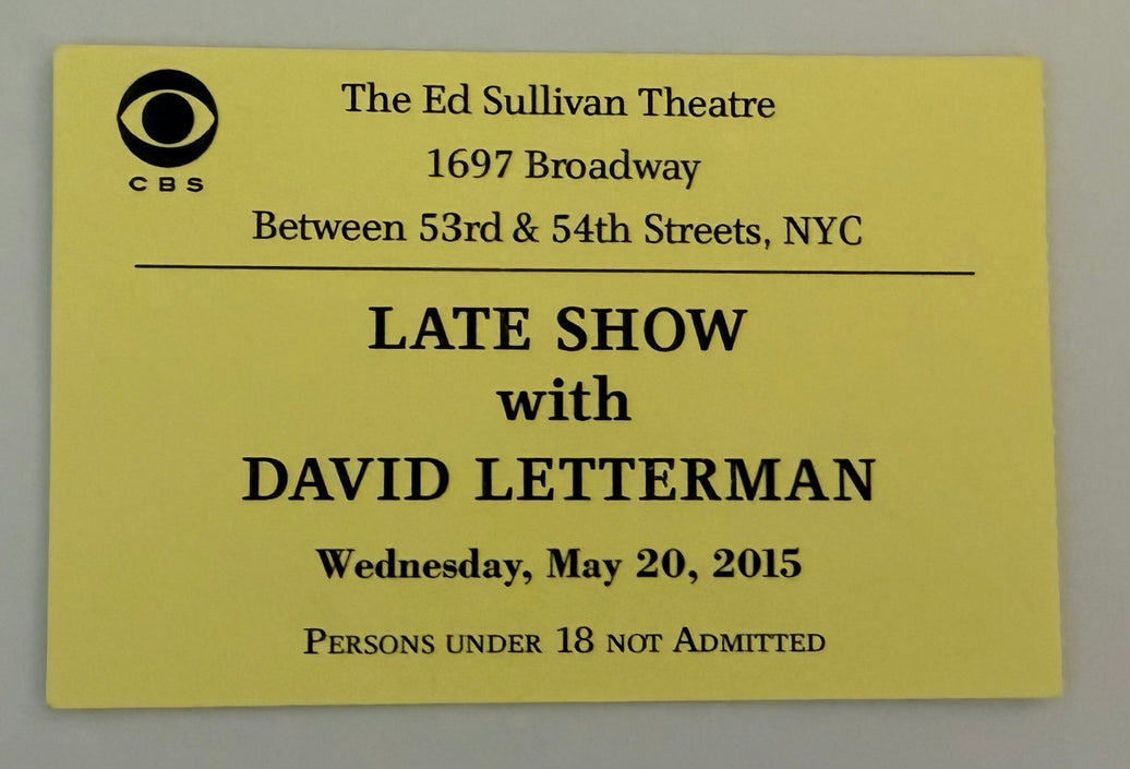 2015 Final CBS Late Show with David Letterman, May 20, 2015, Stub Only