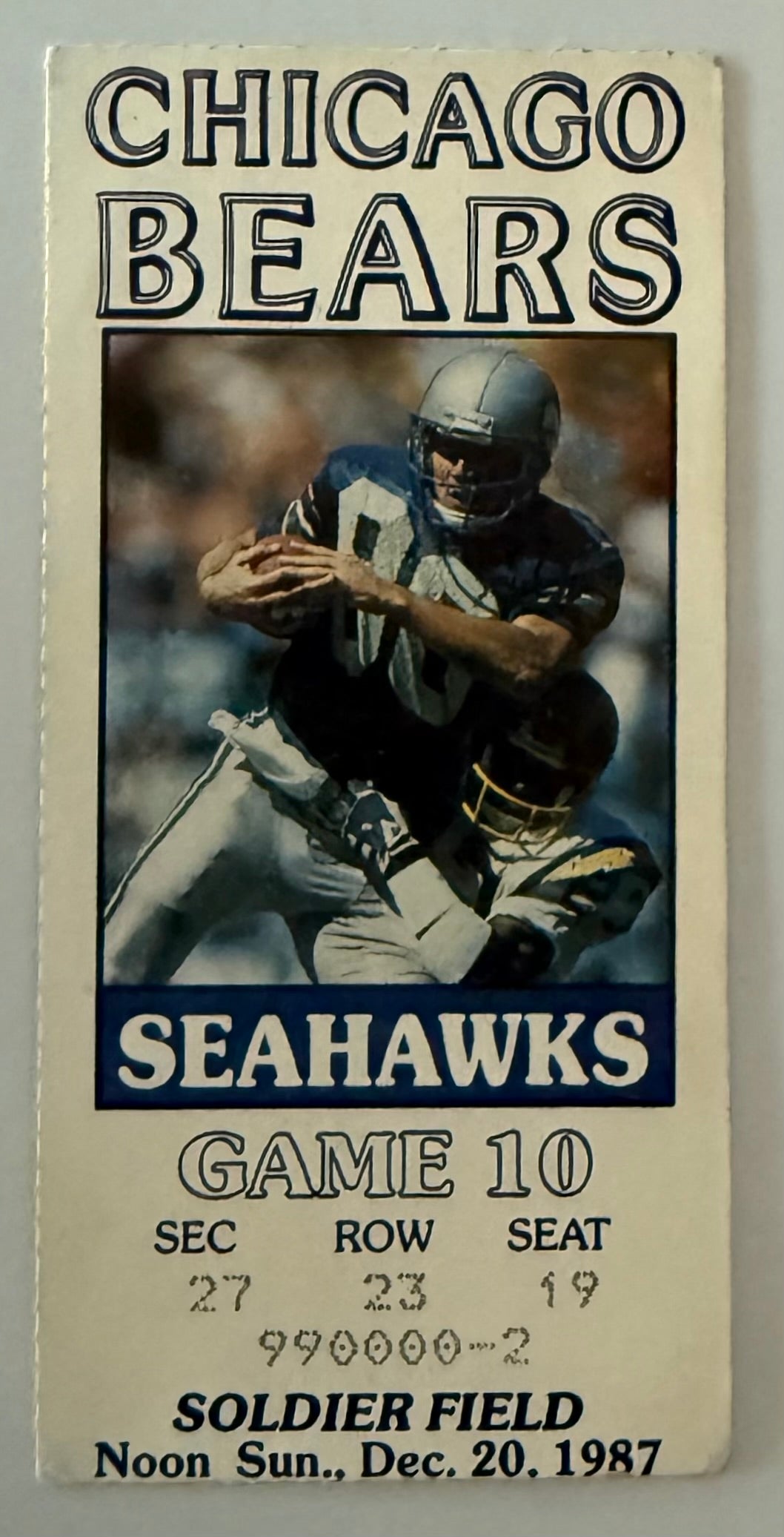 12/20/1987 Walter Payton Final Regular Season Game