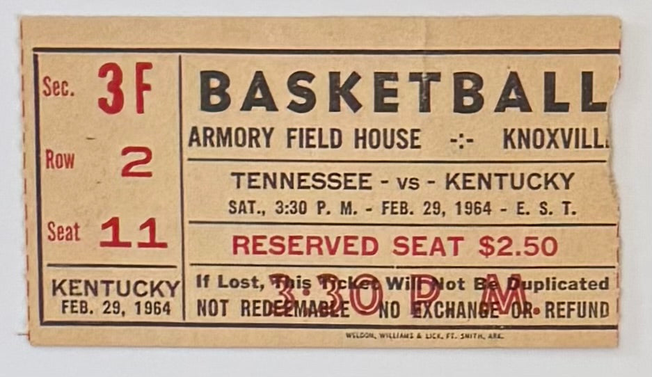 February 29, 1964, UT Vols versus UK Wildcats