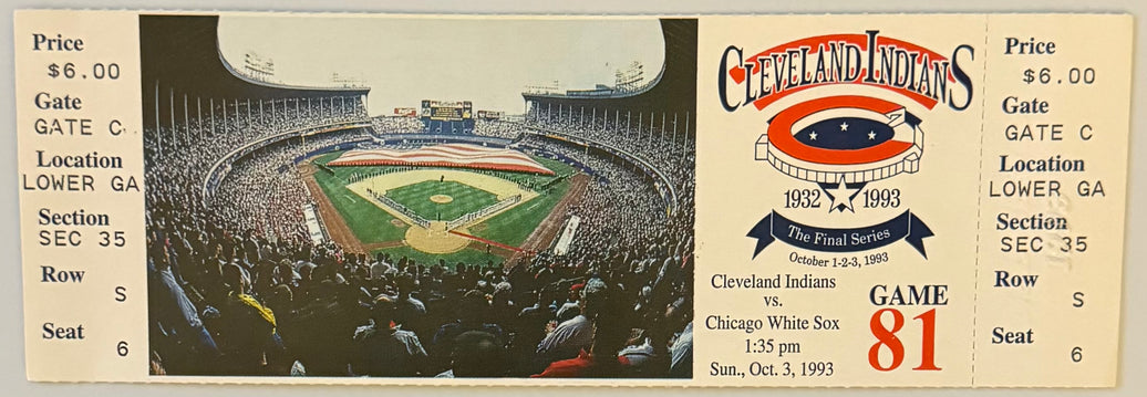 October 3, 1993, Indians versus White Sox, Final Game - Cleveland Stadium
