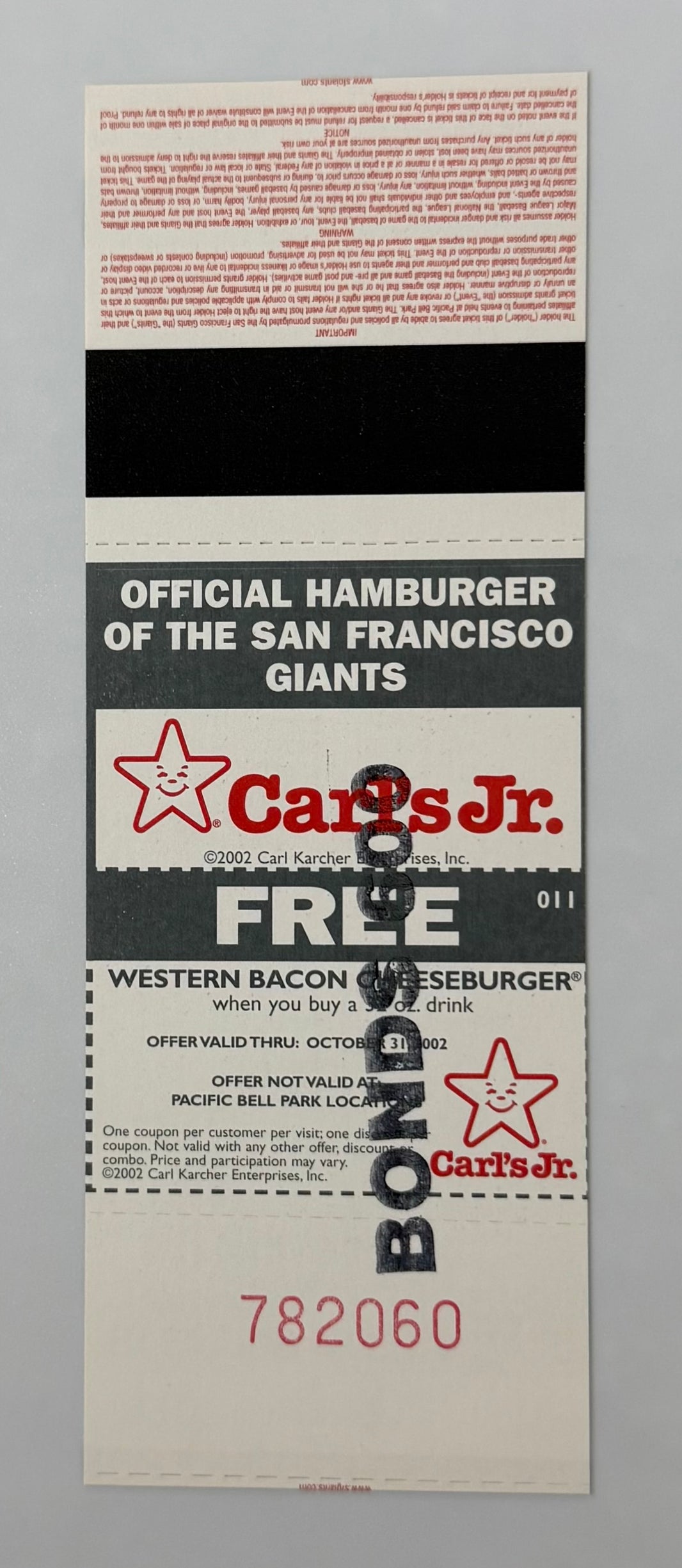 2002 Barry Bonds 600 Home Run, Pacific Bell Park Giants versus Pirates, August 9, 2002