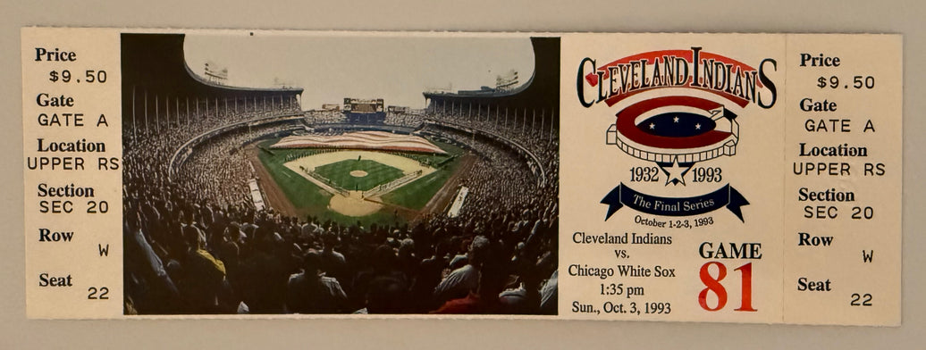 10/3/1993 Last Game at Cleveland Municipal Stadium