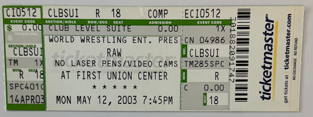 May 12, 2003, CM Punk First WWE Match Debut Full Ticket - Dark Match Victory