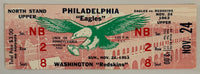 November 24, 1963, Redskins versus Eagles, JFK Assassination Weekend, Full Ticket