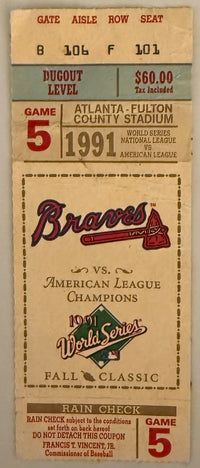 1991 World Series Game Five, Braves versus Twins, Fair Condition