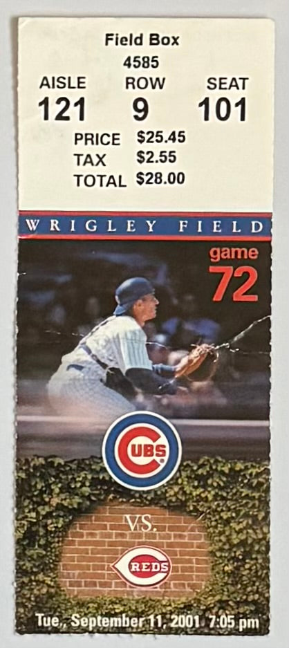 September 11, 2001, Reds at Chicago Cubs, Scheduled on Infamous Dat