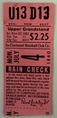 July 4, 1960, Cincinnati Reds, Crosley Field