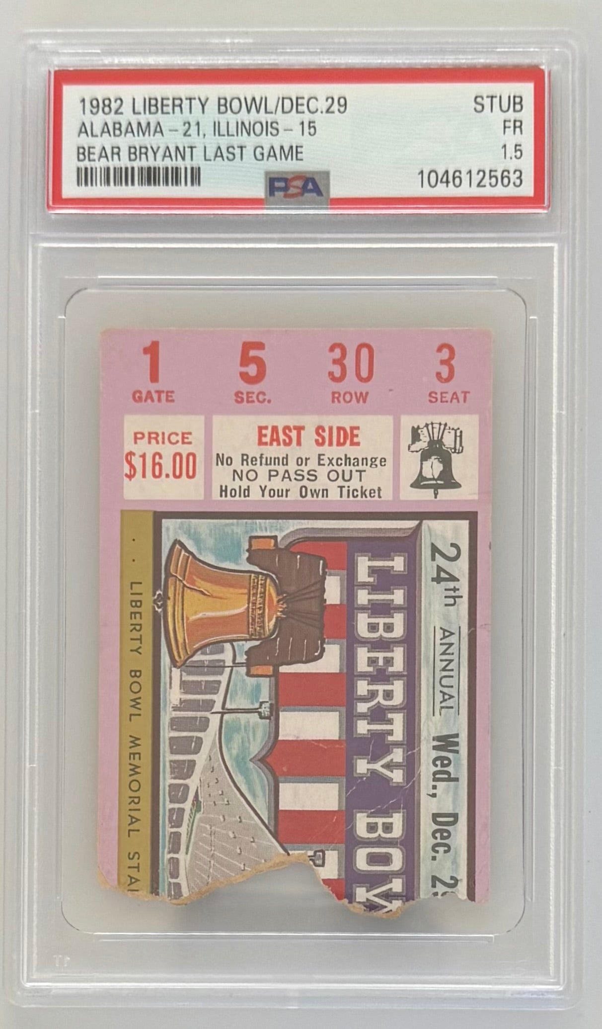 12/29/1982 Bear Bryant Final Game, University of Alabama