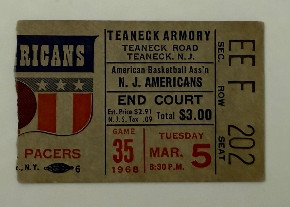 1968 ABA Basketball, New Jersey Americans versus Indiana Pacers, March 5, 1968
