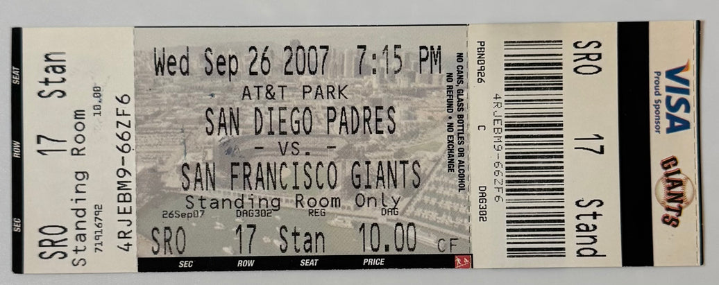September 26, 2007, Barry Bond's Last Career Game