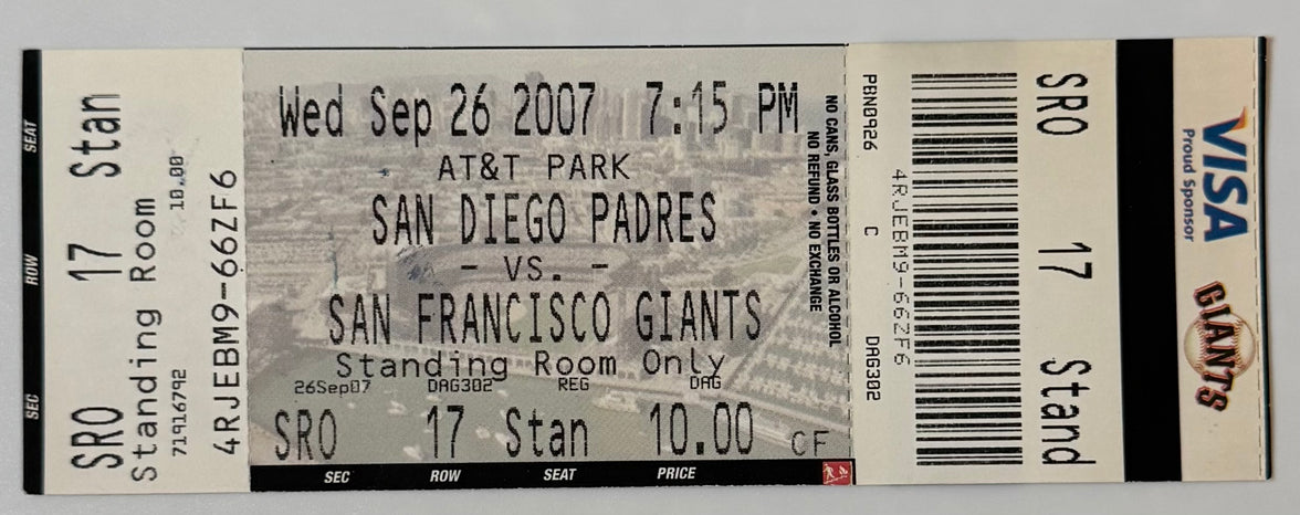 September 26, 2007, Barry Bond's Last Career Game