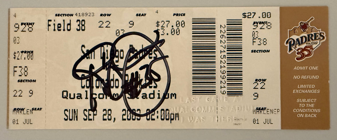 9/18/2003 Padres Last Game Qualcomm Stadium, Signed by Randy Jones NIP