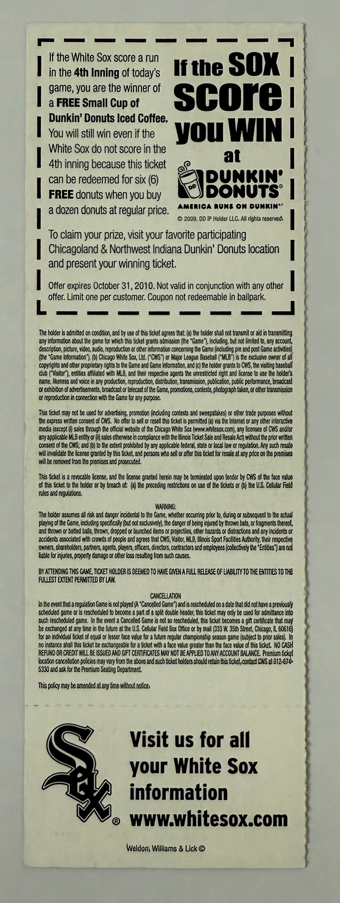 2010 Chicago White Sox Opening Day versus Cleveland in Chicago, April 5,2010