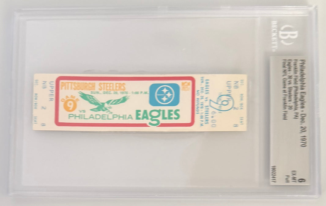December 20, 1970, Final Game Franklin Field, T. Bradshaw (Punt), Beckett-EX-MT