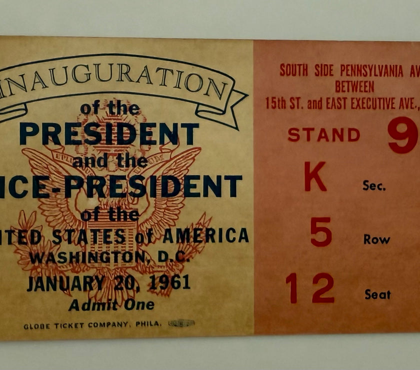 1961 Stub to the Inauguration of John F. Kennedy and Lyndon Johnson, January 20, 1961