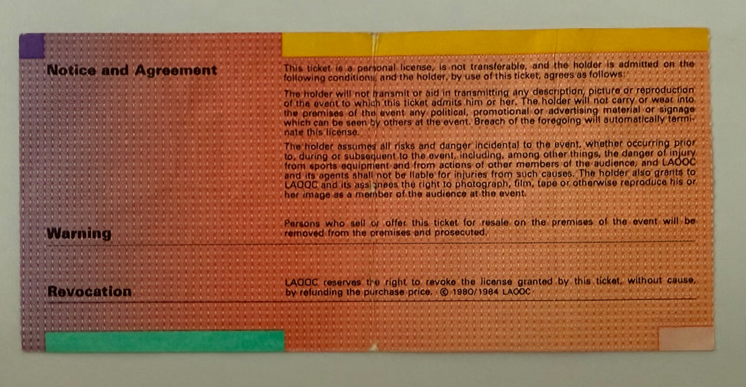 1984 Tickets to 1984 Los Angeles Olympics Closing Ceremony, Crease