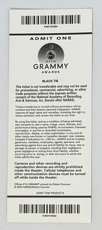 2005 Grammy Awards Ceremony Full Ticket, 2/13/2005