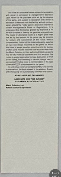 October 11, 1992, Miami Dolphins 21 - Falcons 17, Deion Sanders 2 Sports in 1 Day, Executive Suite Full Ticket, 3"x7"