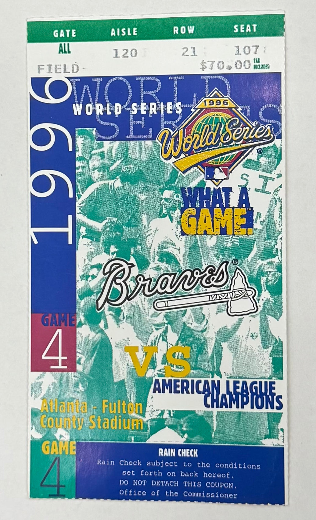 1996 World Series Game4, Yankees at Braves, 10/24/1996