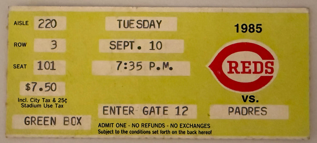 9/10/85 Pete Rose On Hit 4191