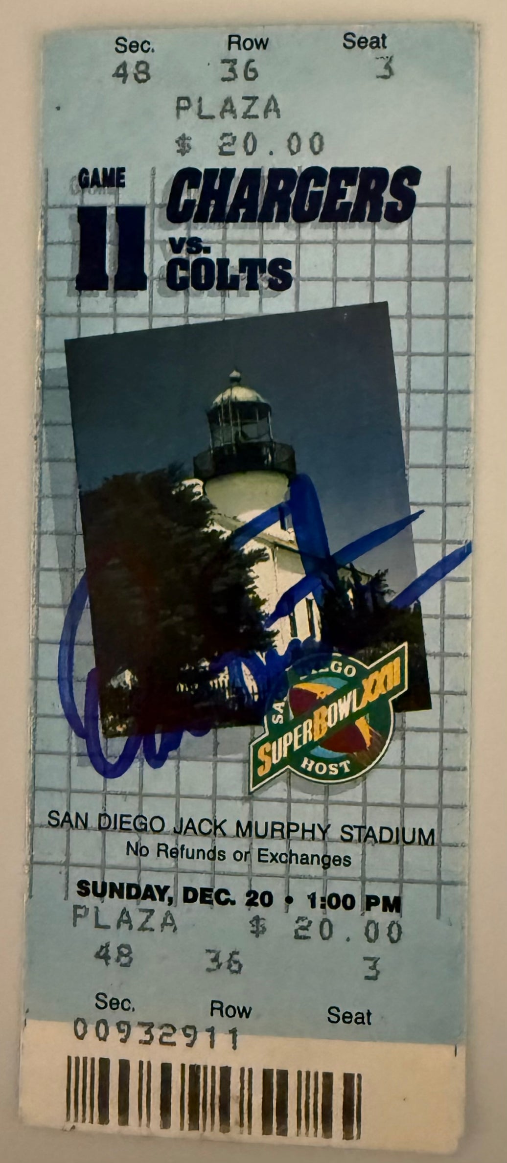 December 20, 1987, Dan Fouts Final NFL Game, Autographed/NIP