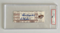 1988 San Diego Padres, September 28, 1988, San Diego 2 - LA 1, Orel Hershiser Breaks Don Drysdale's Scoreless Inning Streak, Signed by Both Drysdale and Hershiser, Autographs Graded PSA 10