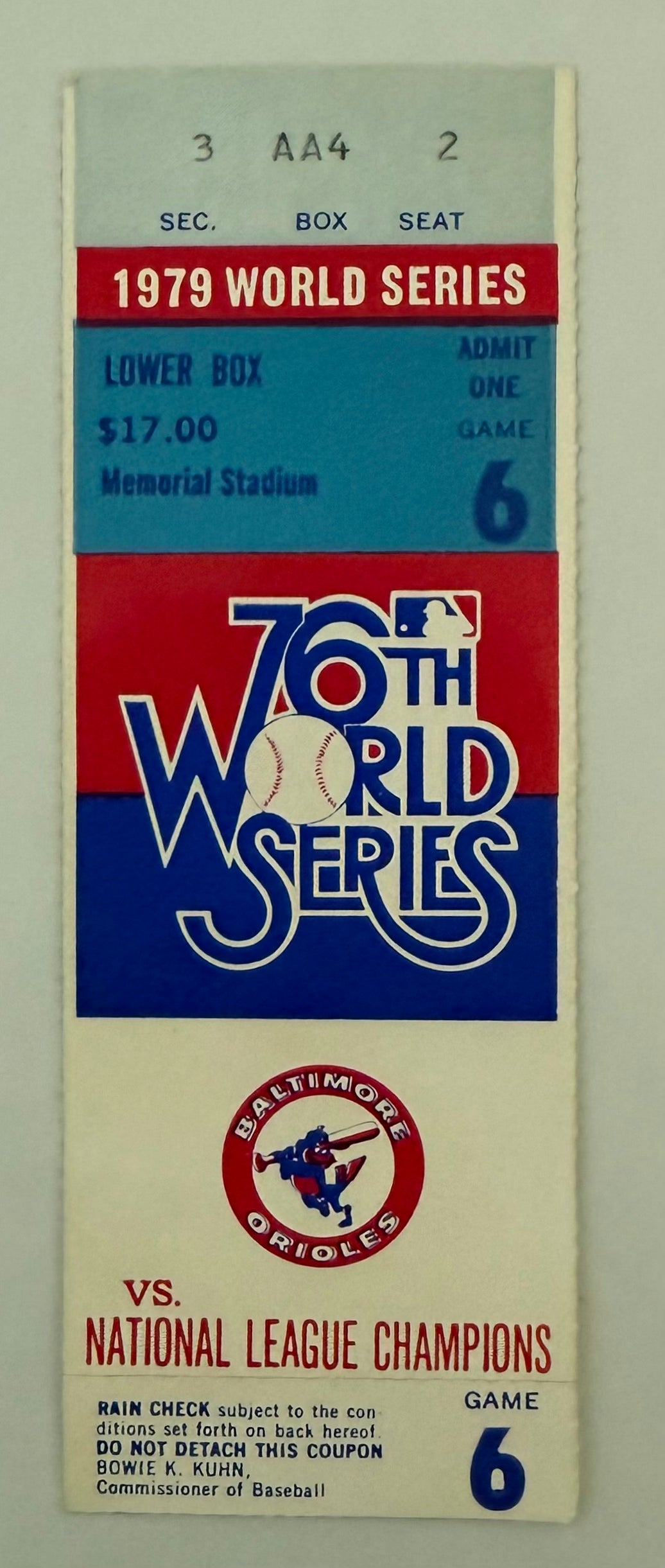 1979 World Series Game 6, Orioles versus Pirates, 10/16/1979