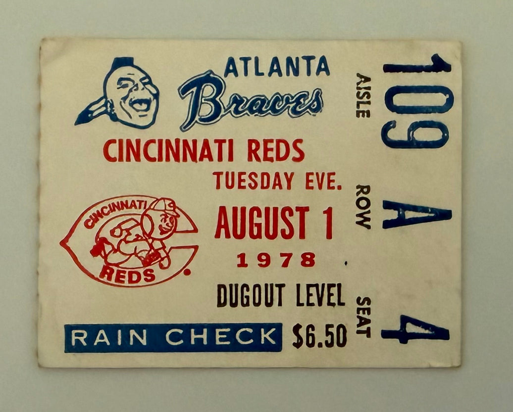 1978 Cincinnati Reds at Atlanta Braves, August 1, 1978, Pete 44 Game Hit Streak Ends