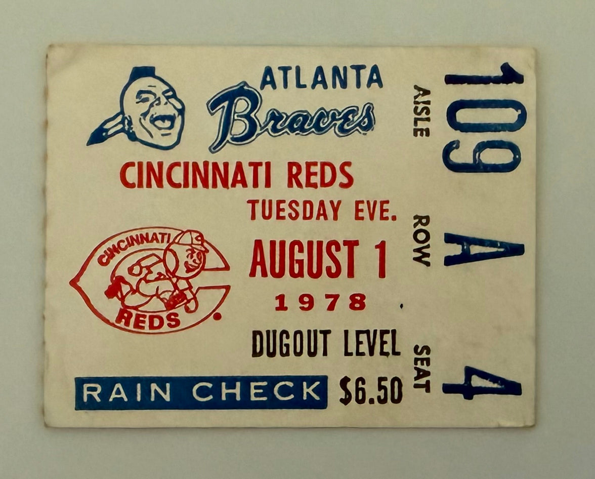 1978 Cincinnati Reds at Atlanta Braves, August 1, 1978, Pete 44 Game Hit Streak Ends