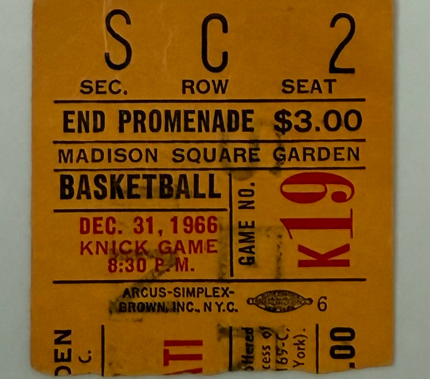1966 New York Knicks at Madison Square Garden versus Cincinnati Royals, December 31, 1966
